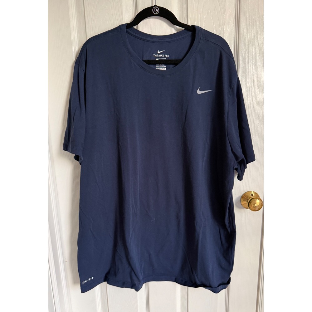 Nike Dri-FIT Athletic Cut T-Shirt Mens 4XL Navy Blue Short Sleeve Swoosh Logo